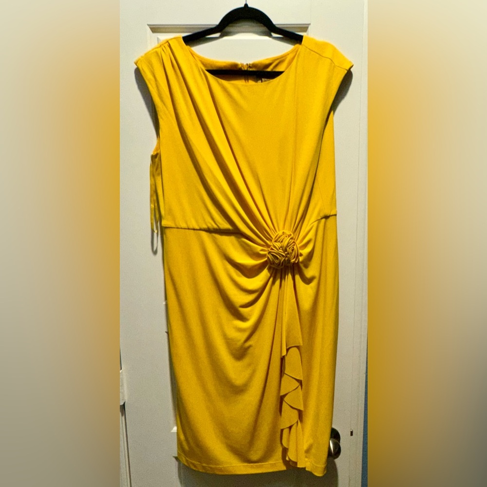 Midnight Velvet Asymmetrical Yellow Dress